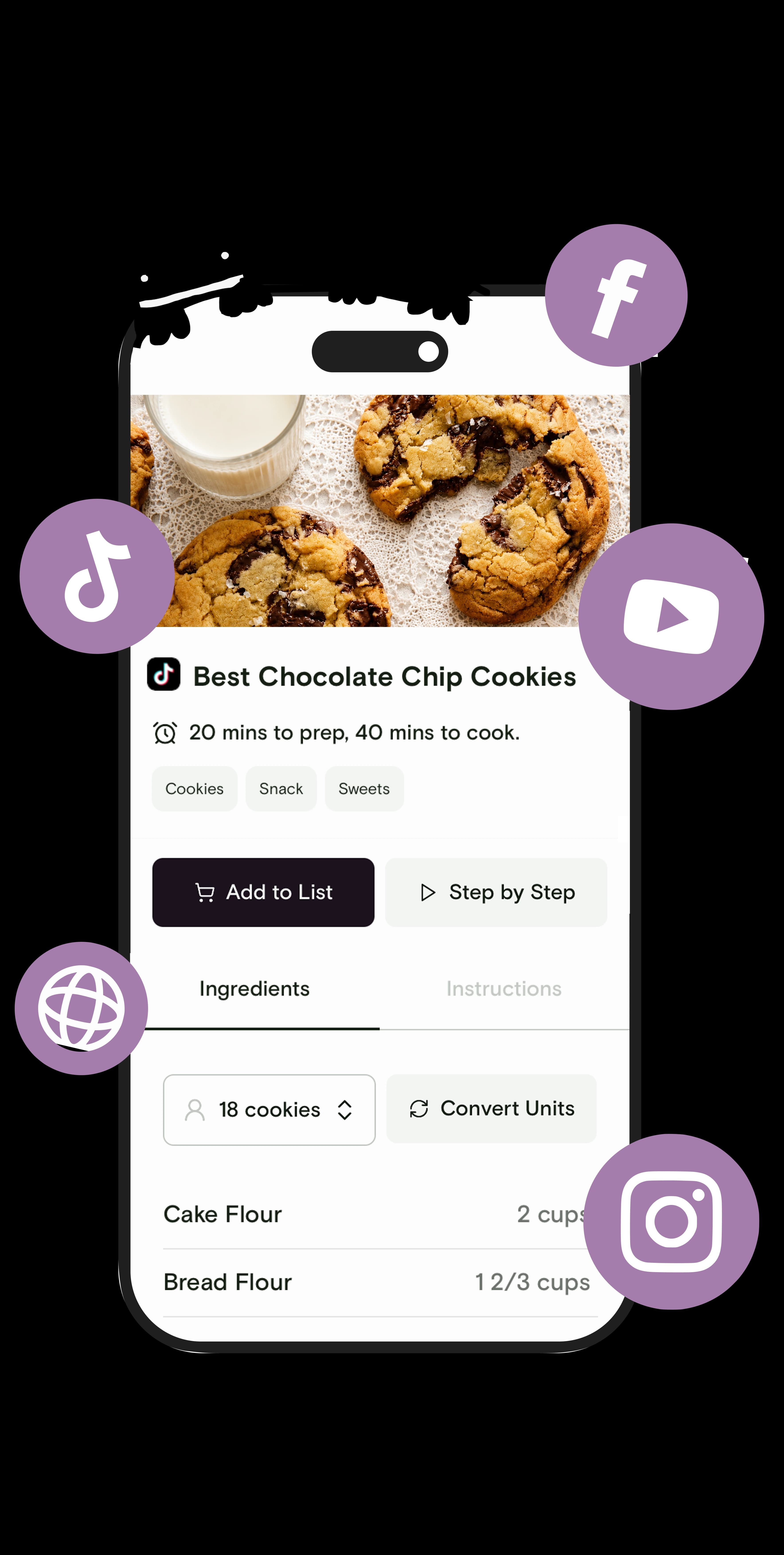 シェフノテアプリ — Instagram、TikTok、YouTube、Pinterestなどからレシピを保存